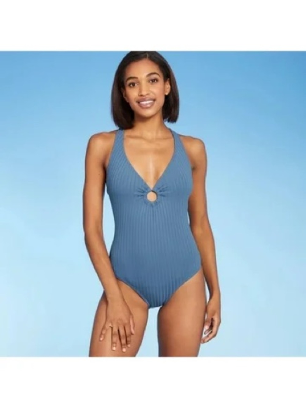 Kona Sol Wide Ribbed Ring Medium Coverage One Piece Swimsuit